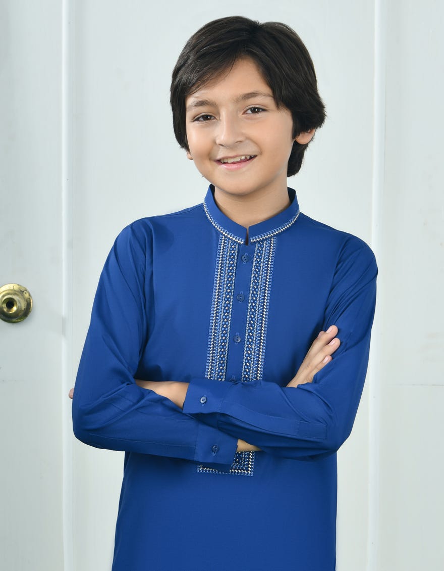 ELECTRIC BLUE BLENDED KAMEEZ SHALWAR | JCKS-A-34717