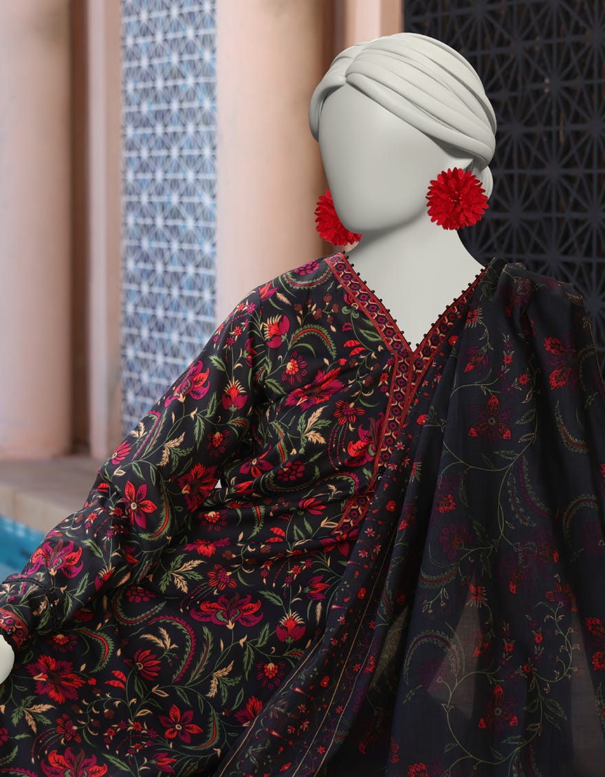 MULTICOLOR LAWN PRINTED UNSTITCHED 2PC | JLAWN-S-JDS-25-1014