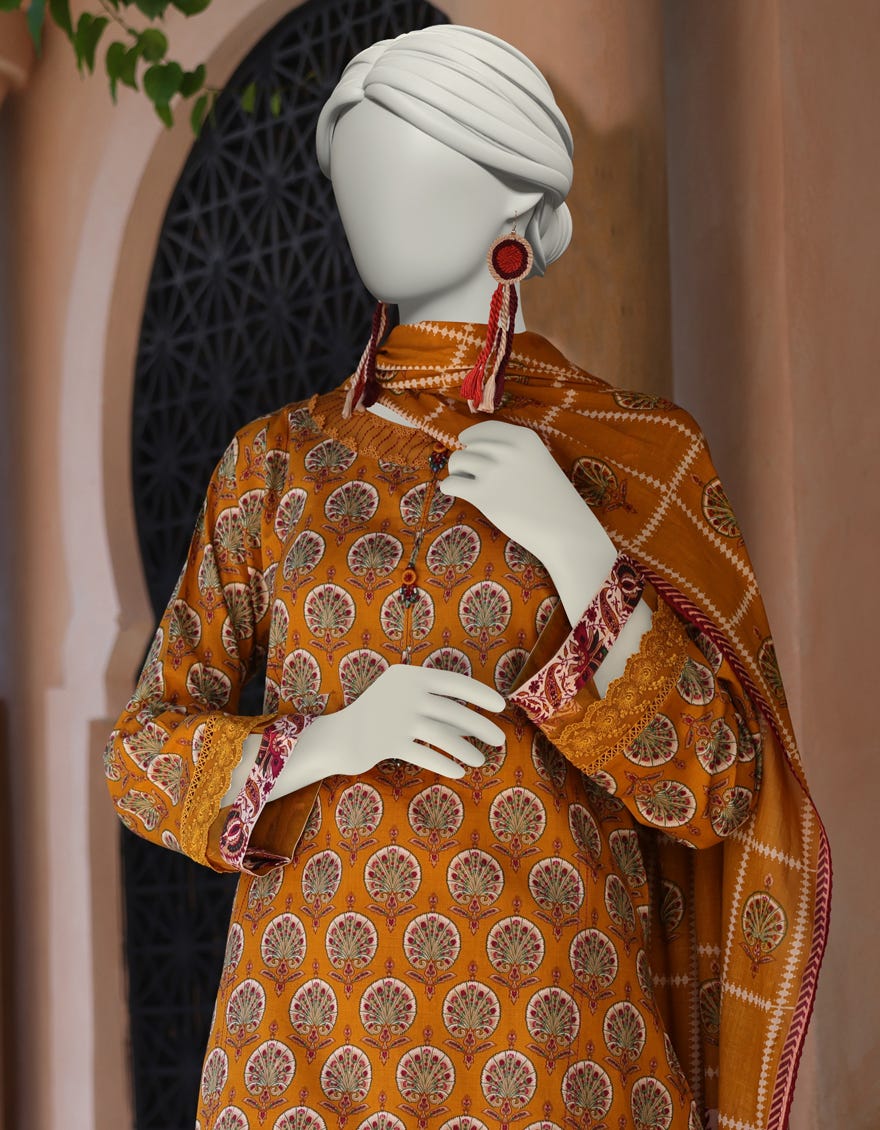 MULTICOLOR LAWN PRINTED UNSTITCHED 2PC | JLAWN-S-JDS-25-1015