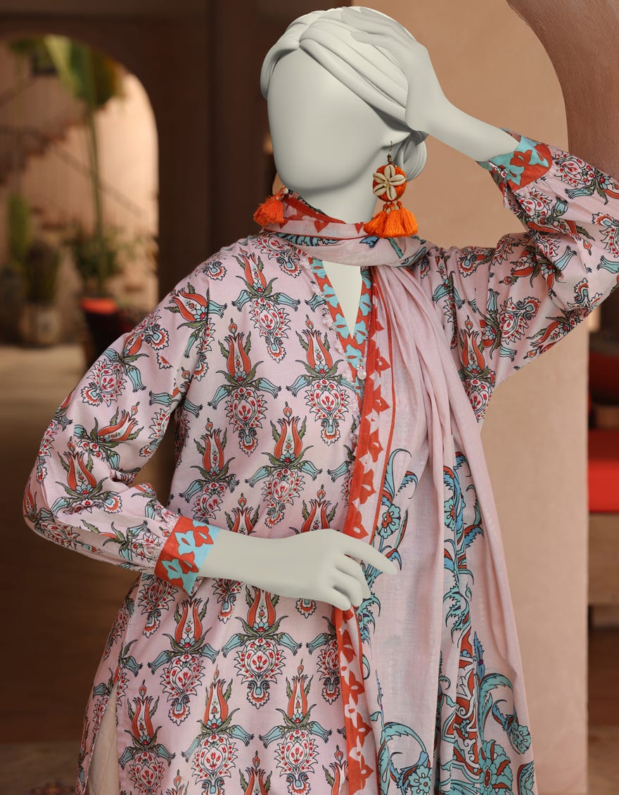 MULTICOLOR LAWN PRINTED UNSTITCHED 2PC | JLAWN-S-JDS-25-1019