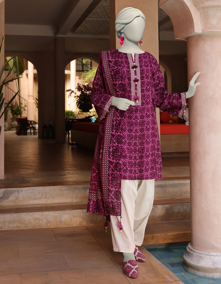 MULTICOLOR LAWN PRINTED UNSTITCHED 2PC | JLAWN-S-JDS-25-1020