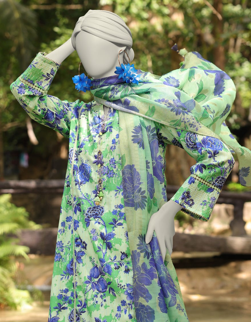 MULTICOLOR DOBBY PRINTED UNSTITCHED 2PC | JLAWN-S-JDS-25-1039