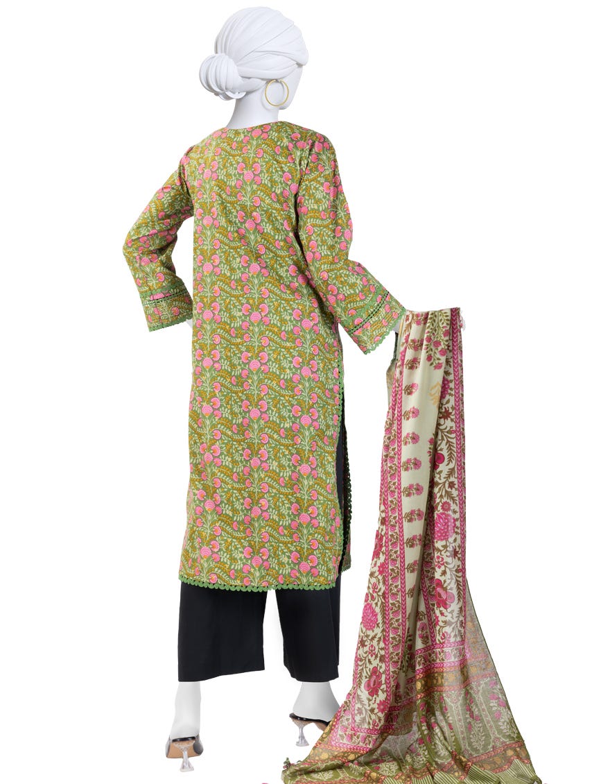 GREEN LAWN PRINTED UNSTITCHED 2PC | JLAWN-S-JDS-25-1046