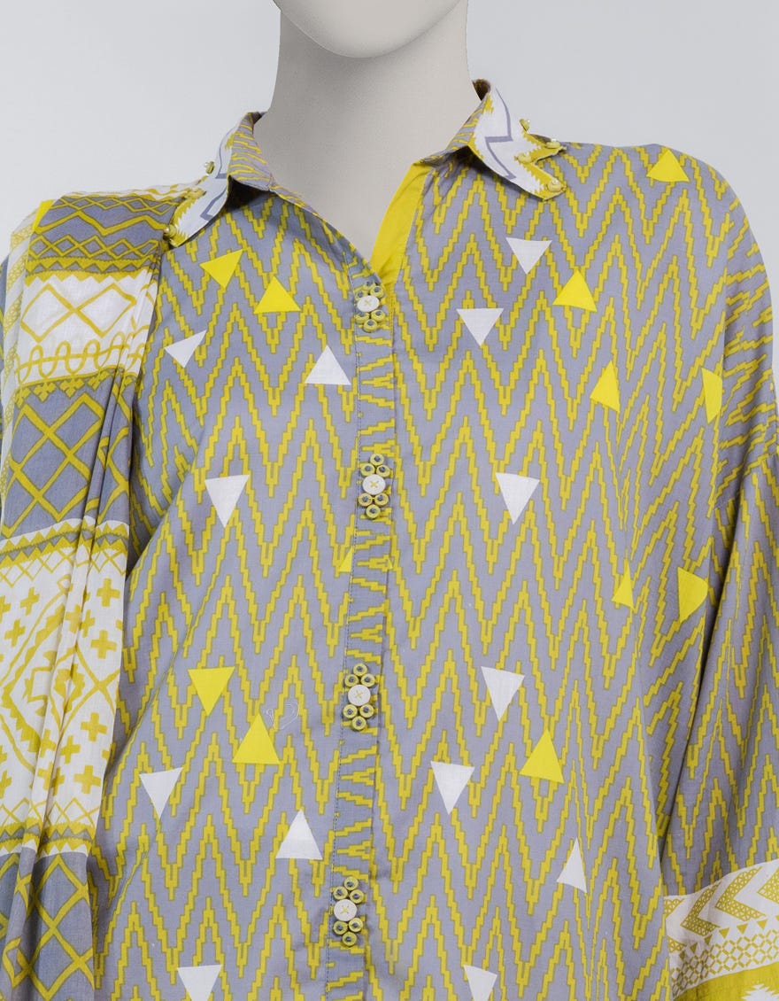 GREY PRINTED LAWN UNSTITCHED 2PC