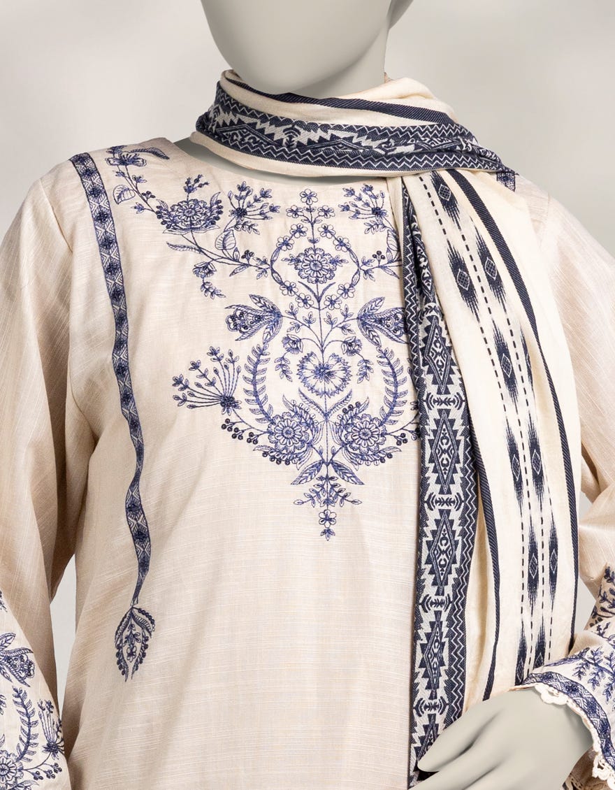 CREAM KHADDAR EMBROIDERED 2PC STITCHED