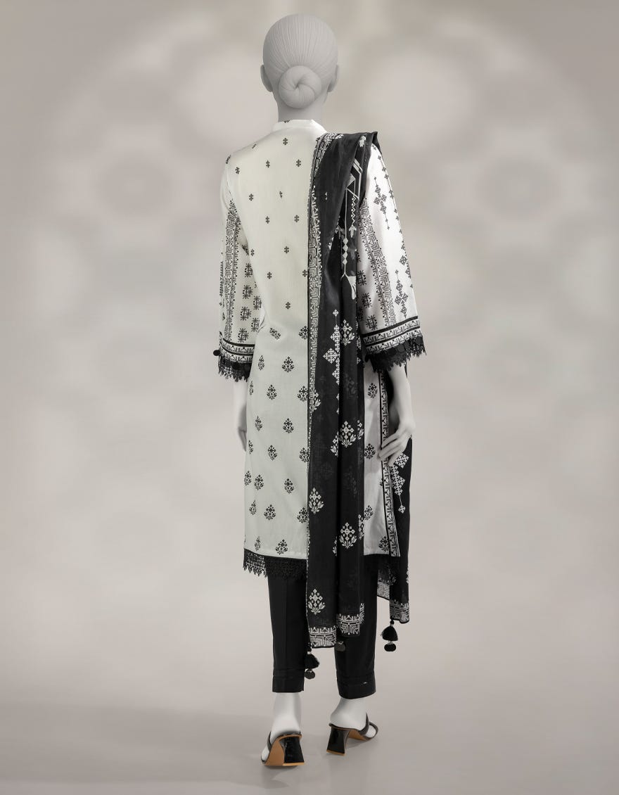 WHITE CAMBRIC UNSTITCHED 2PC