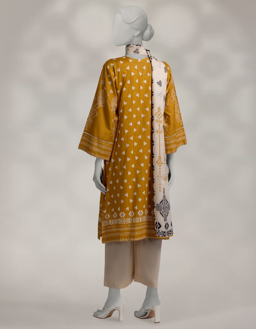 MUSTARD CAMBRIC PRINTED UNSTITCHED 2PC