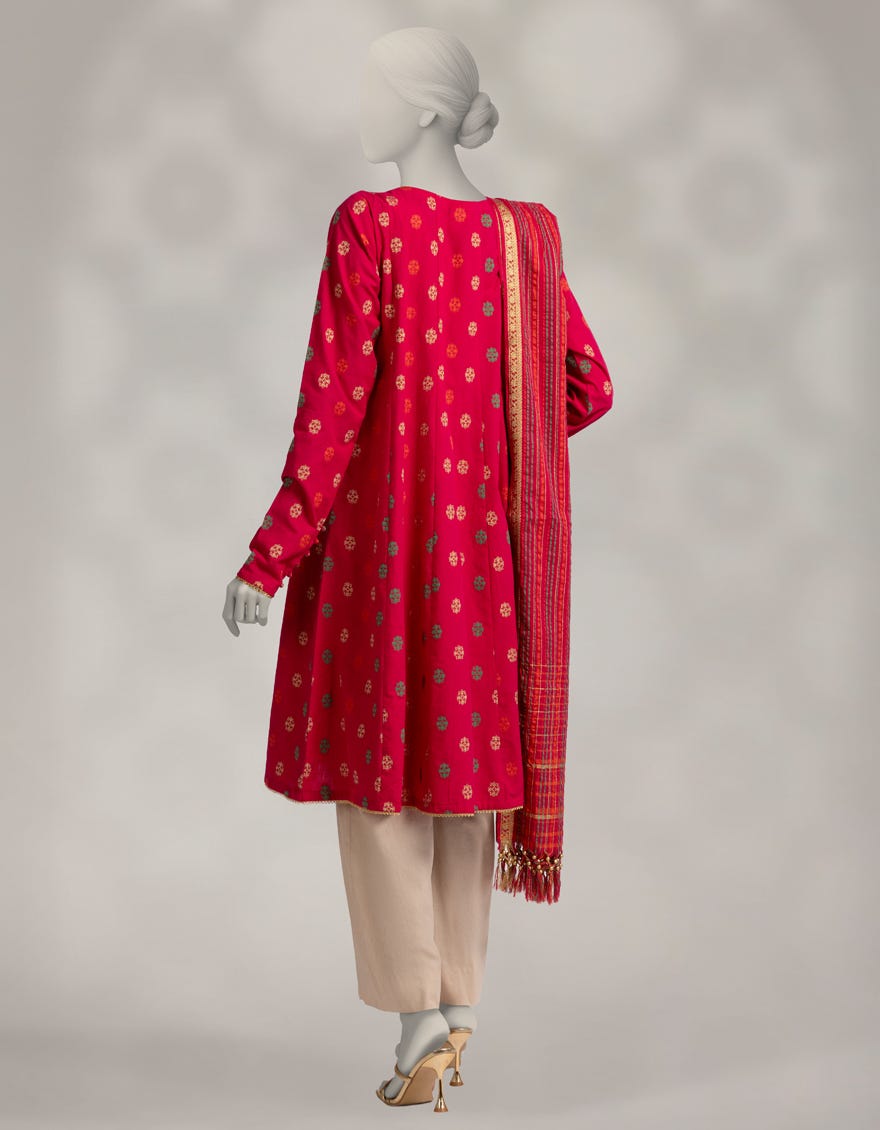 PINK JACQUARD DYED 2PC UNSTITCHED
