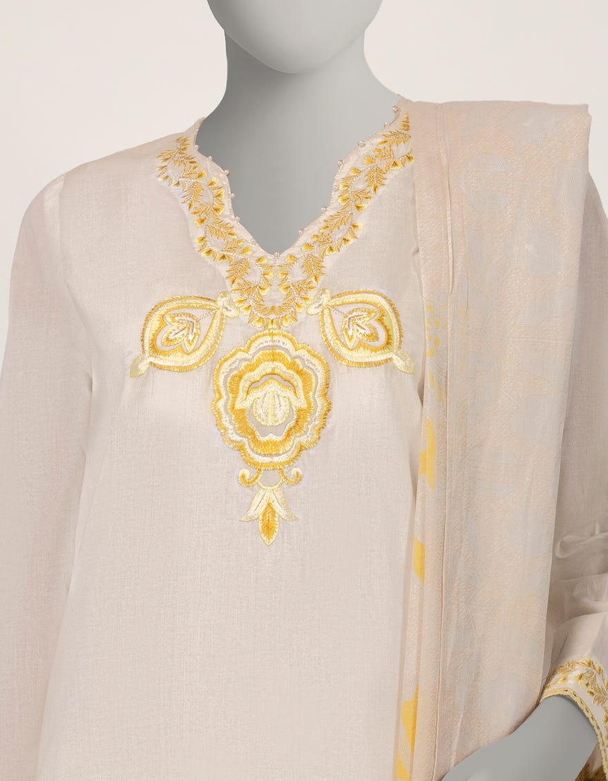 OFF WHITE LAWN EMBROIDERED 2PC STITCHED