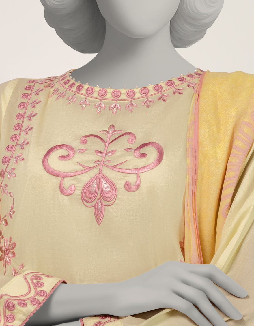 YELLOW LAWN EMBROIDERED 2PC STITCHED