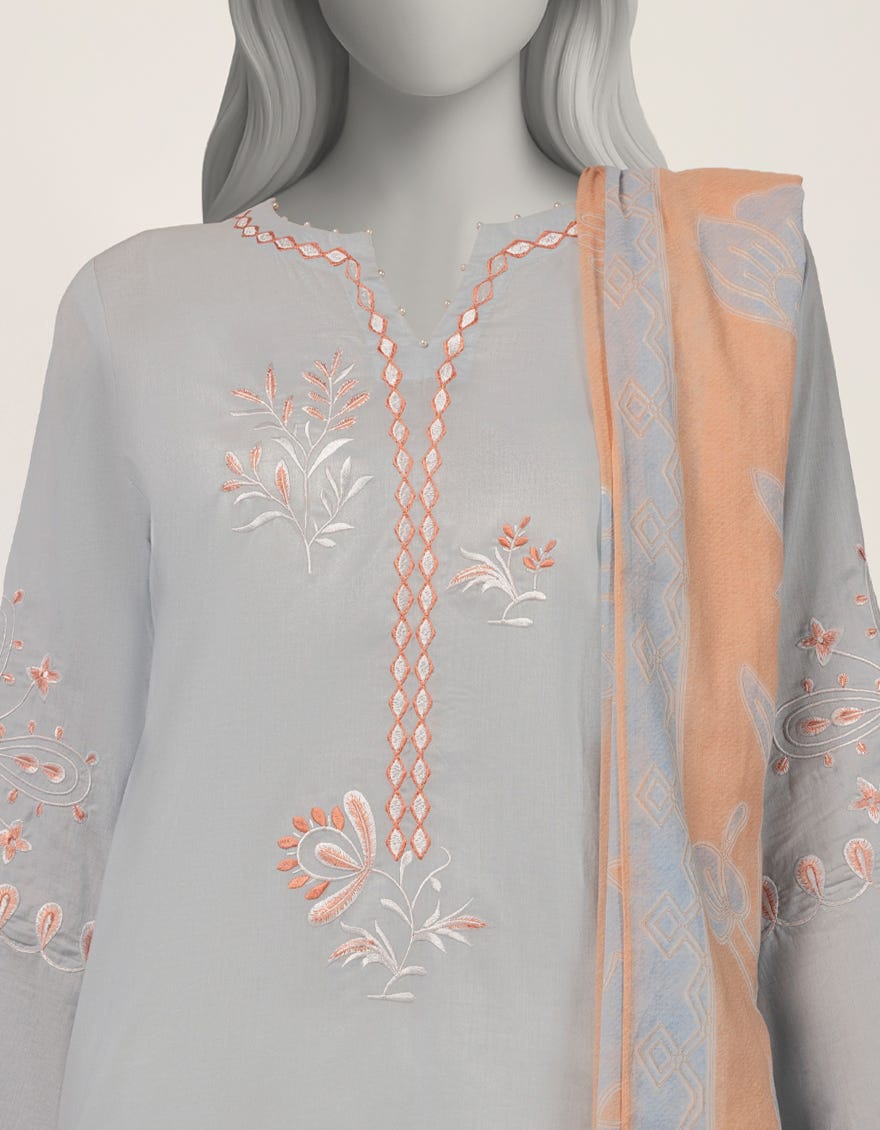 BLUE LAWN EMBROIDERED 2PC STITCHED