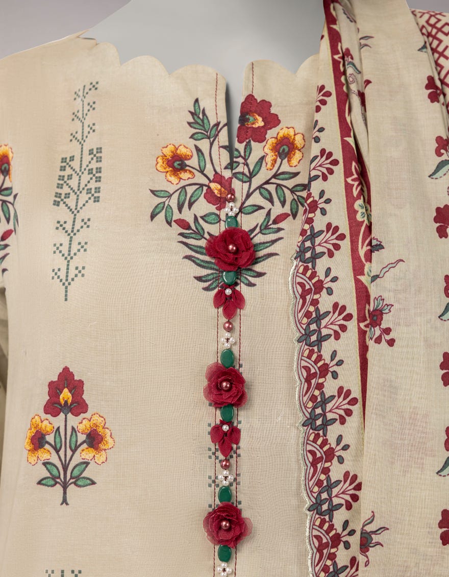 MULTICOLOR LAWN EMBROIDERED WOMEN UNSTITCHED 2PC