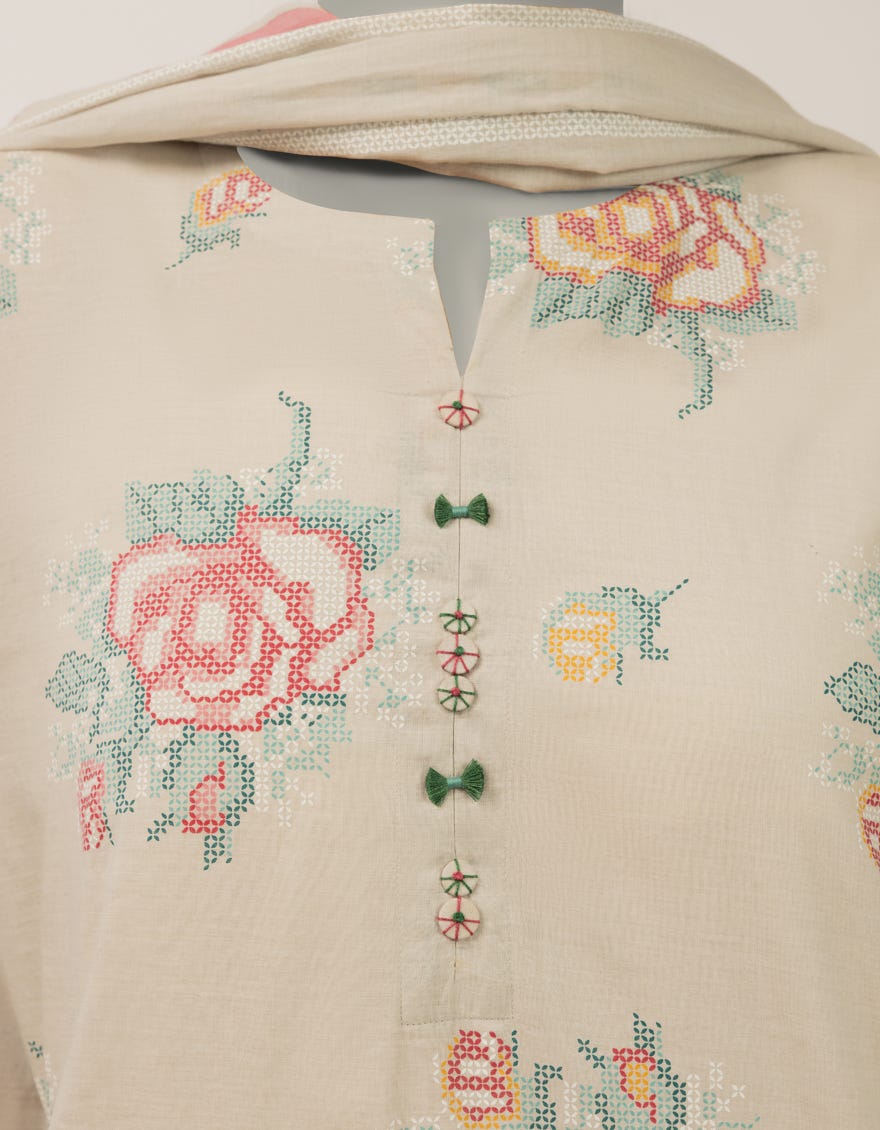 GREY LAWN EMBROIDERED STITCHED 2PC