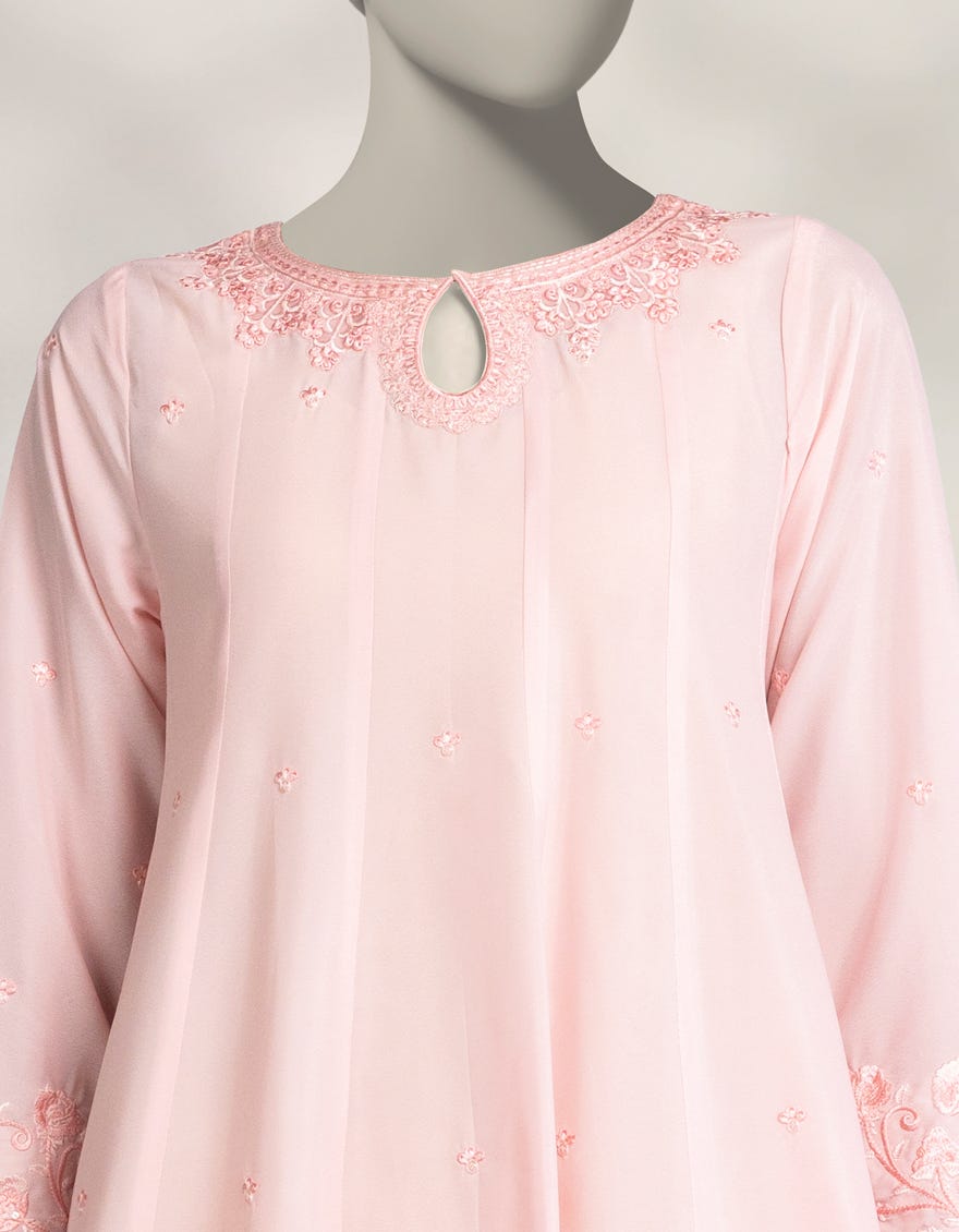 PINK SILK EMBROIDERED KURTA