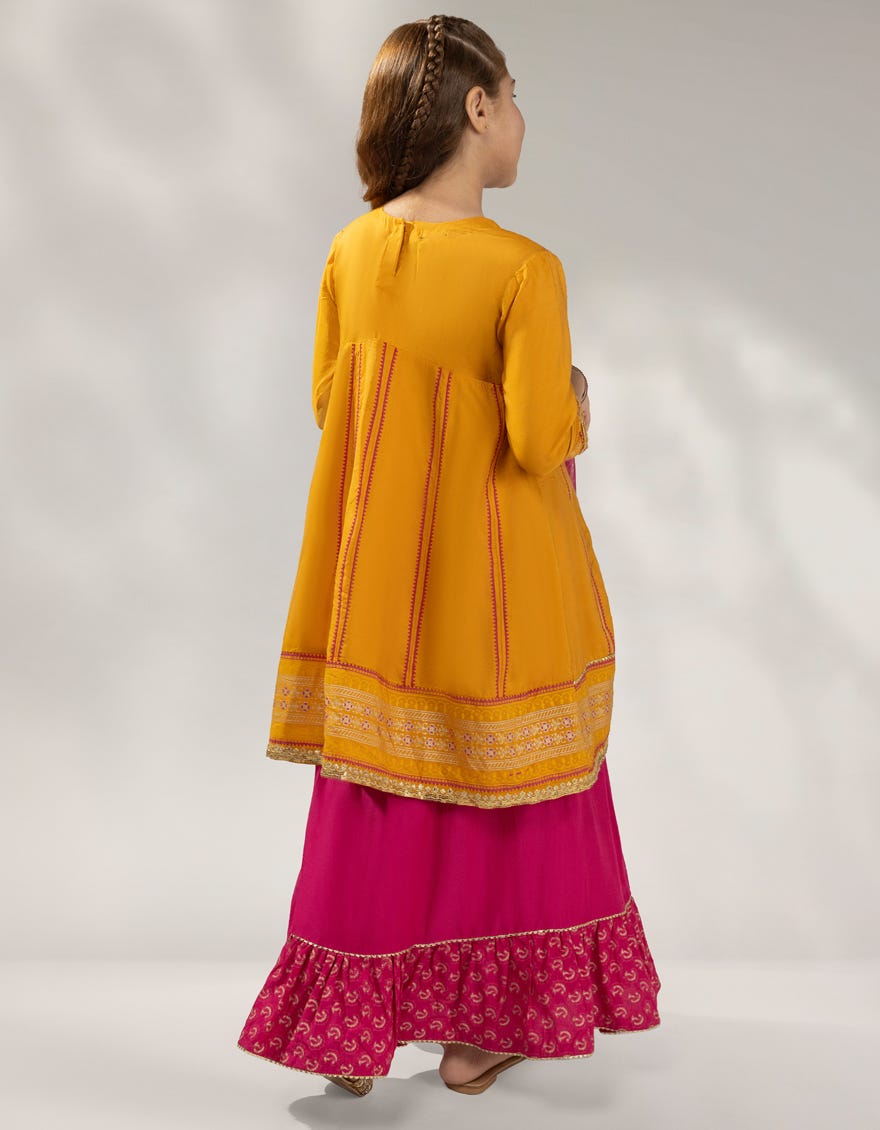 YELLOW SILK EMBROIDERED 3PC STITCHED