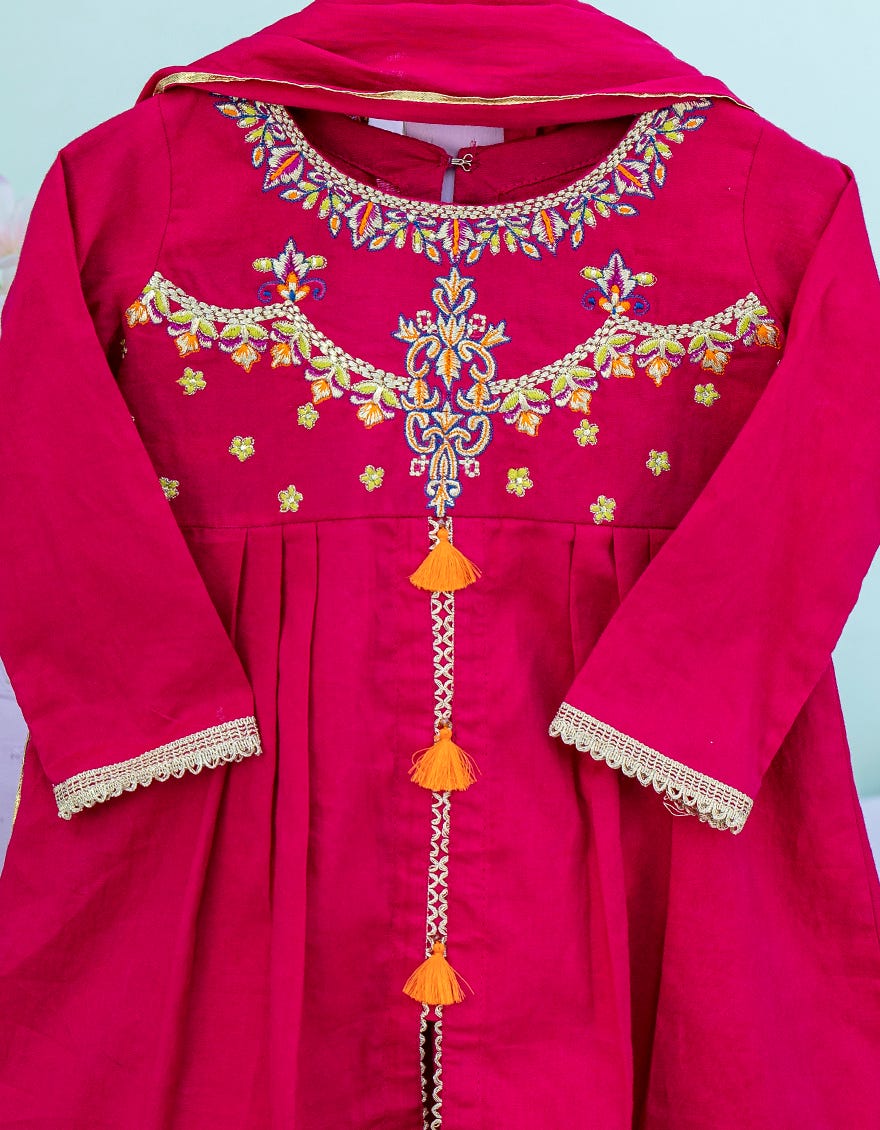 PINK LAWN INFANT GIRL 3PC | JIK-S-JGIN-23-063