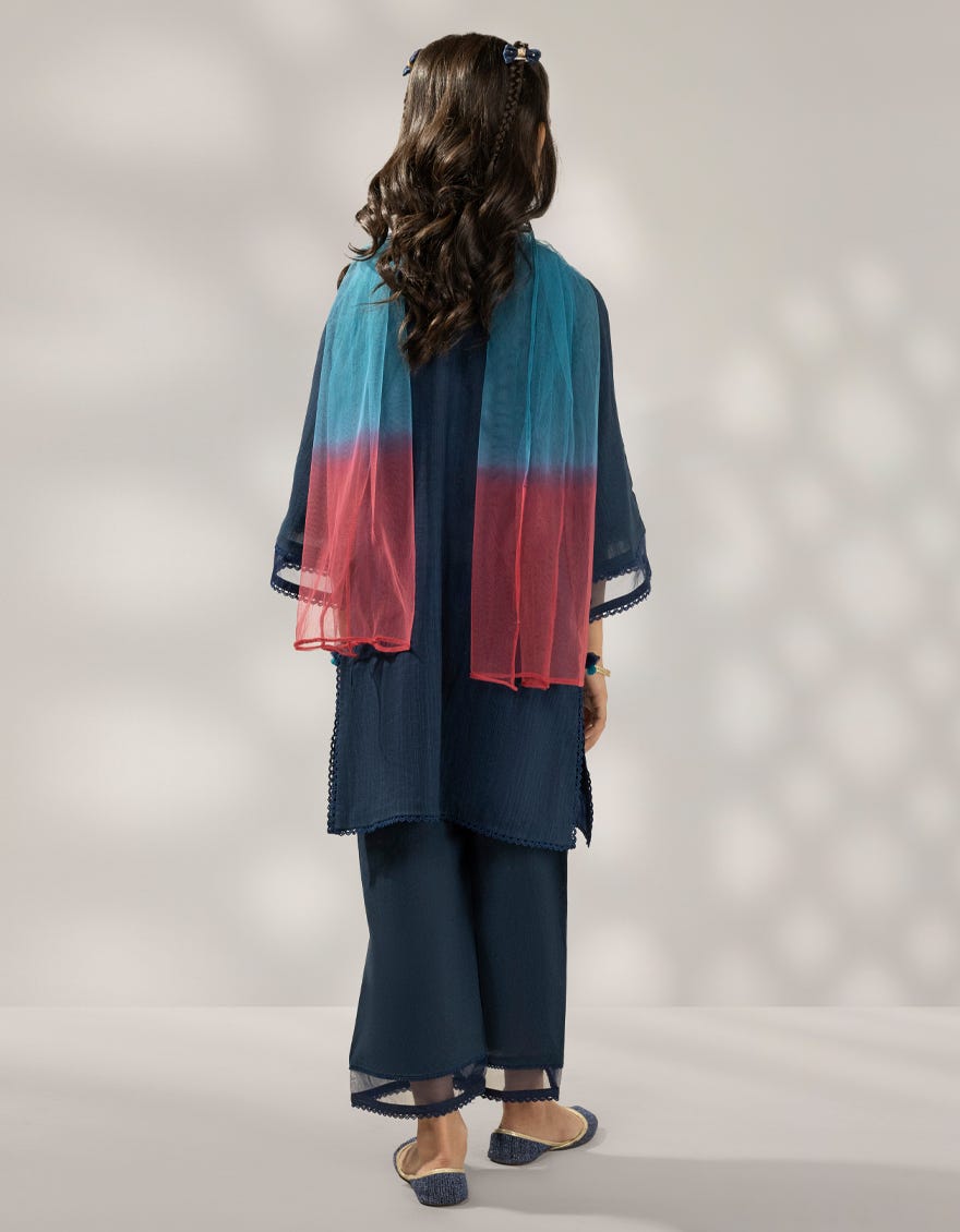 BLUE KHADDAR SLUB EMBROIDERED 3PC STITCHED