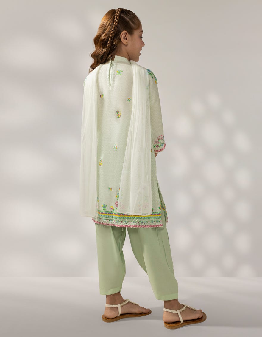 GREEN CAMBRIC EMBROIDERED 3PC STITCHED