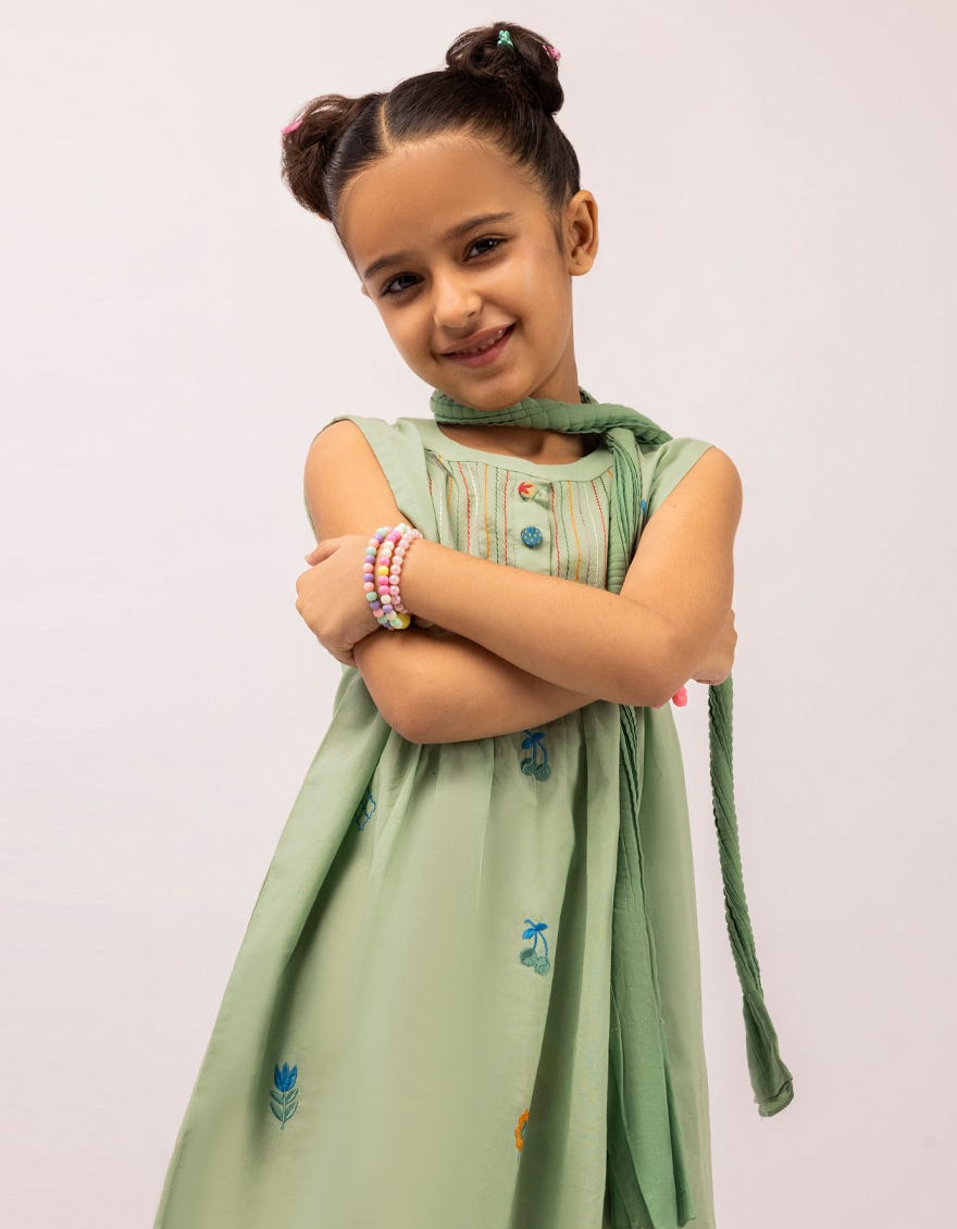 GREEN LAWN EMBROIDERED STITCHED 3PC