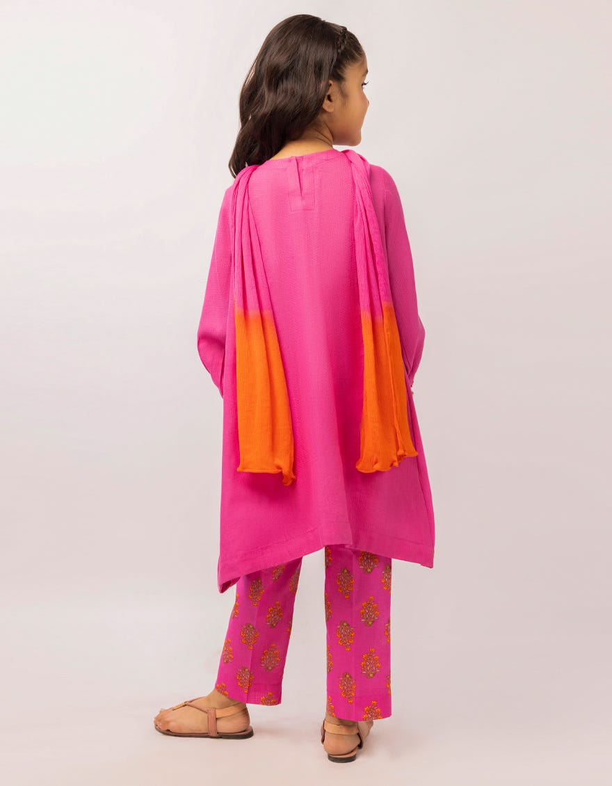 PINK DOBBY EMBROIDERED 3PC STITCHED