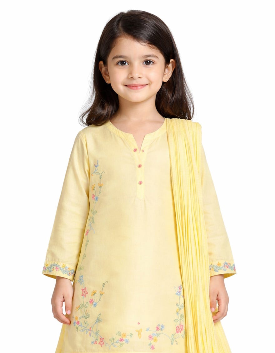 YELLOW LAWN EMBROIDERED STITCHED 3PC