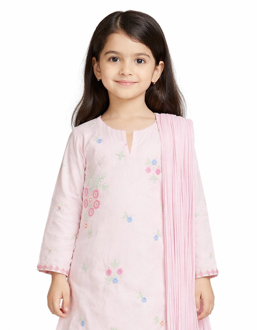 PINK LAWN EMBROIDERED STITCHED 3PC