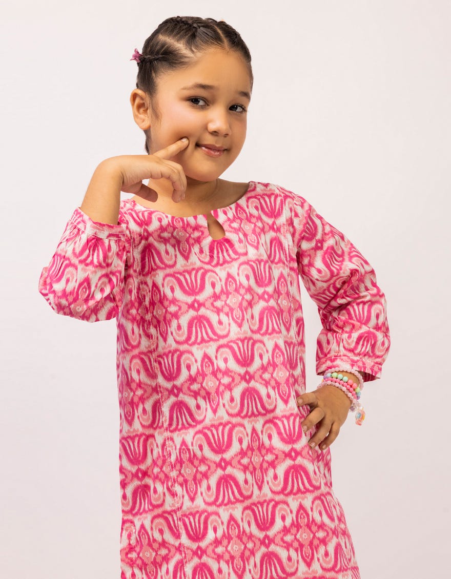 PINK LAWN PRINTED KURTA