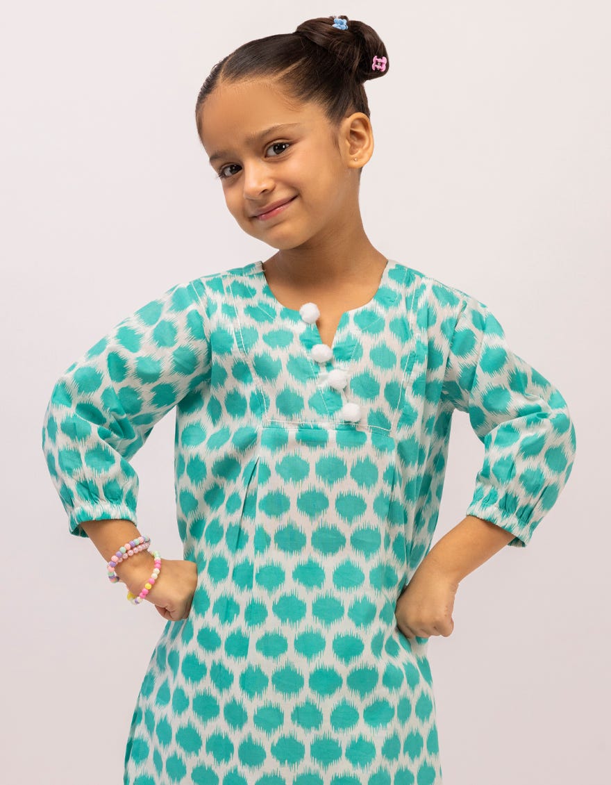 BLUE LAWN PRINTED KURTA