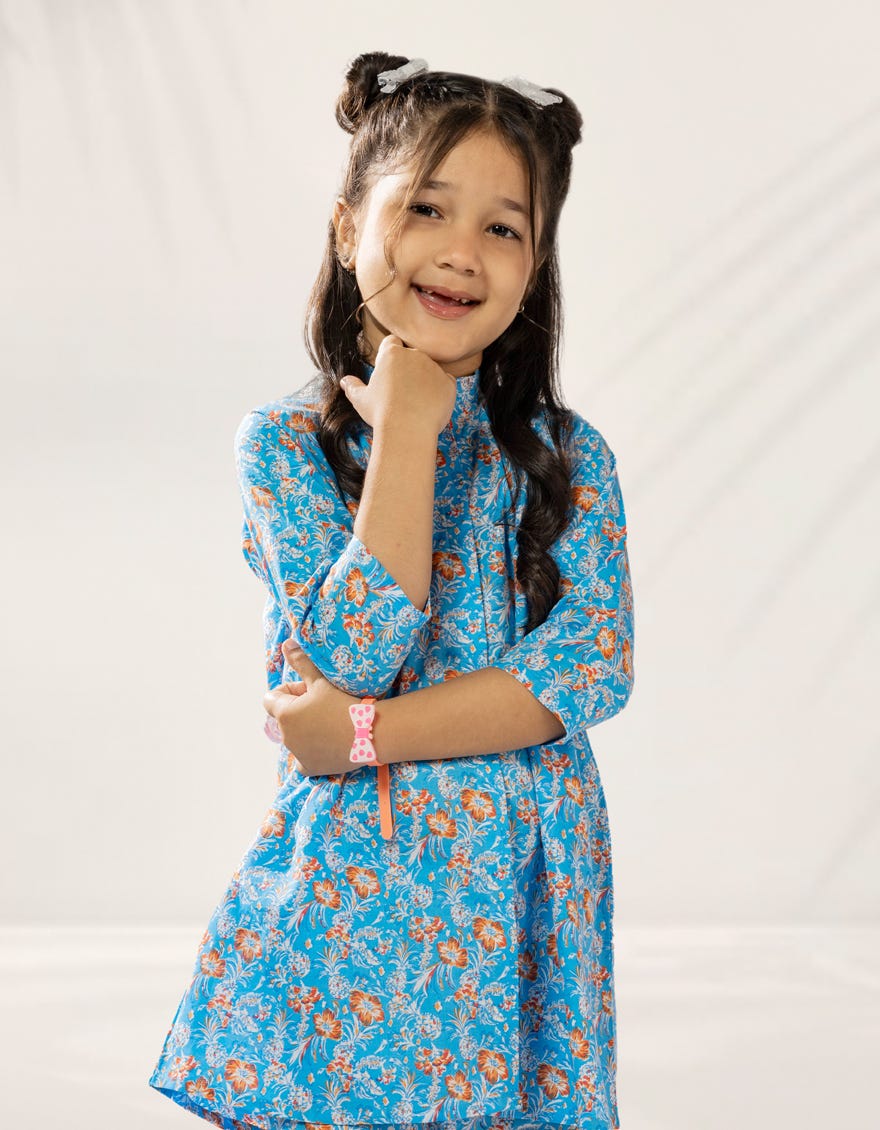 BLUE PRINTED LAWN 2PC STITCHED