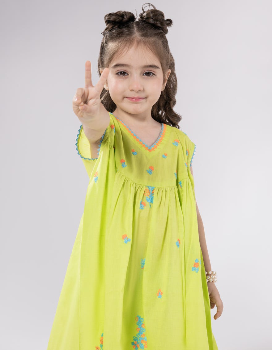 LIGHT GREEN EMBROIDERED DOBBY 2PC STITCHED