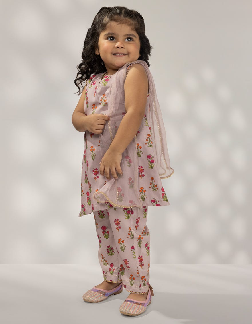 PURPLE LINEN DIGITAL PRINTED 3PC STITCHED