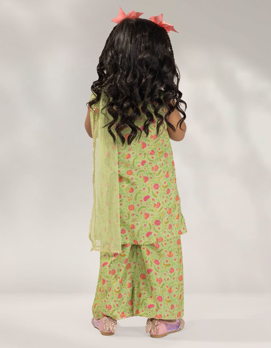 GREEN LINEN DIGITAL PRINTED 3PC STITCHED