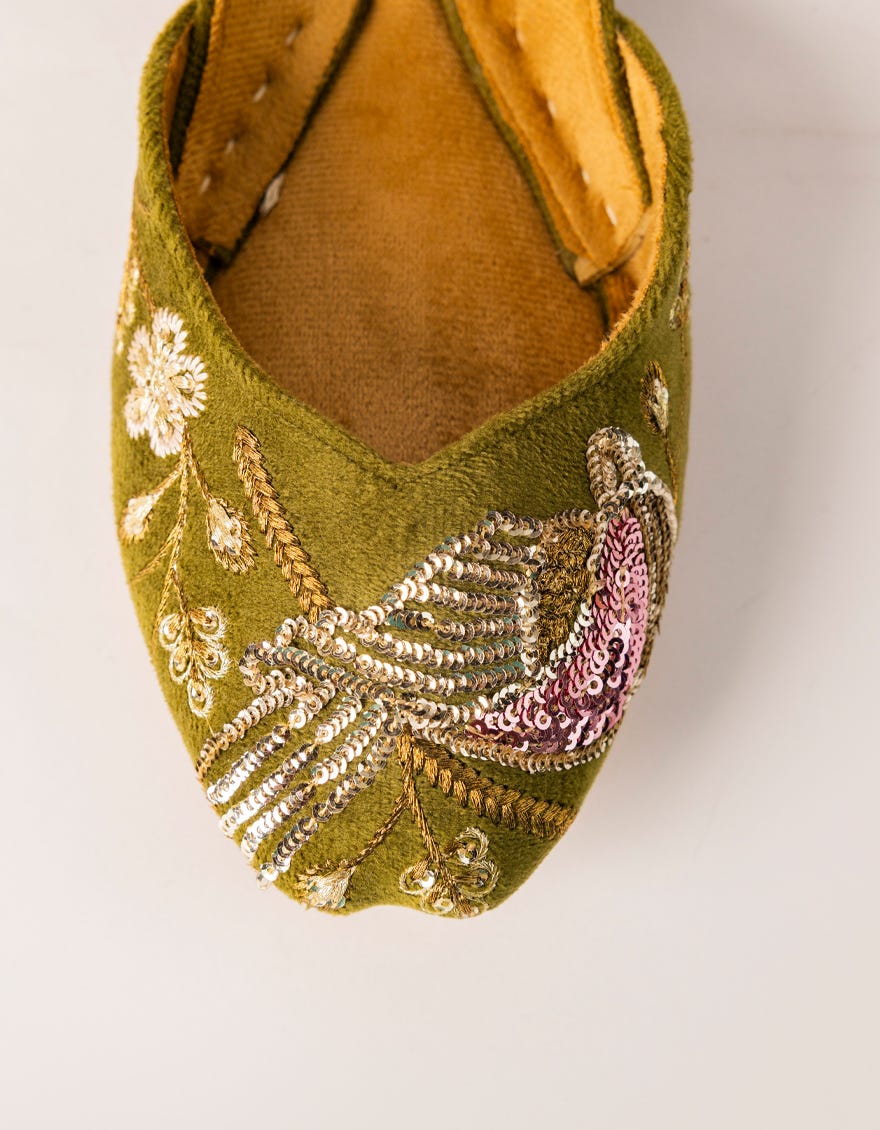GREEN SUEDE KHUSSA