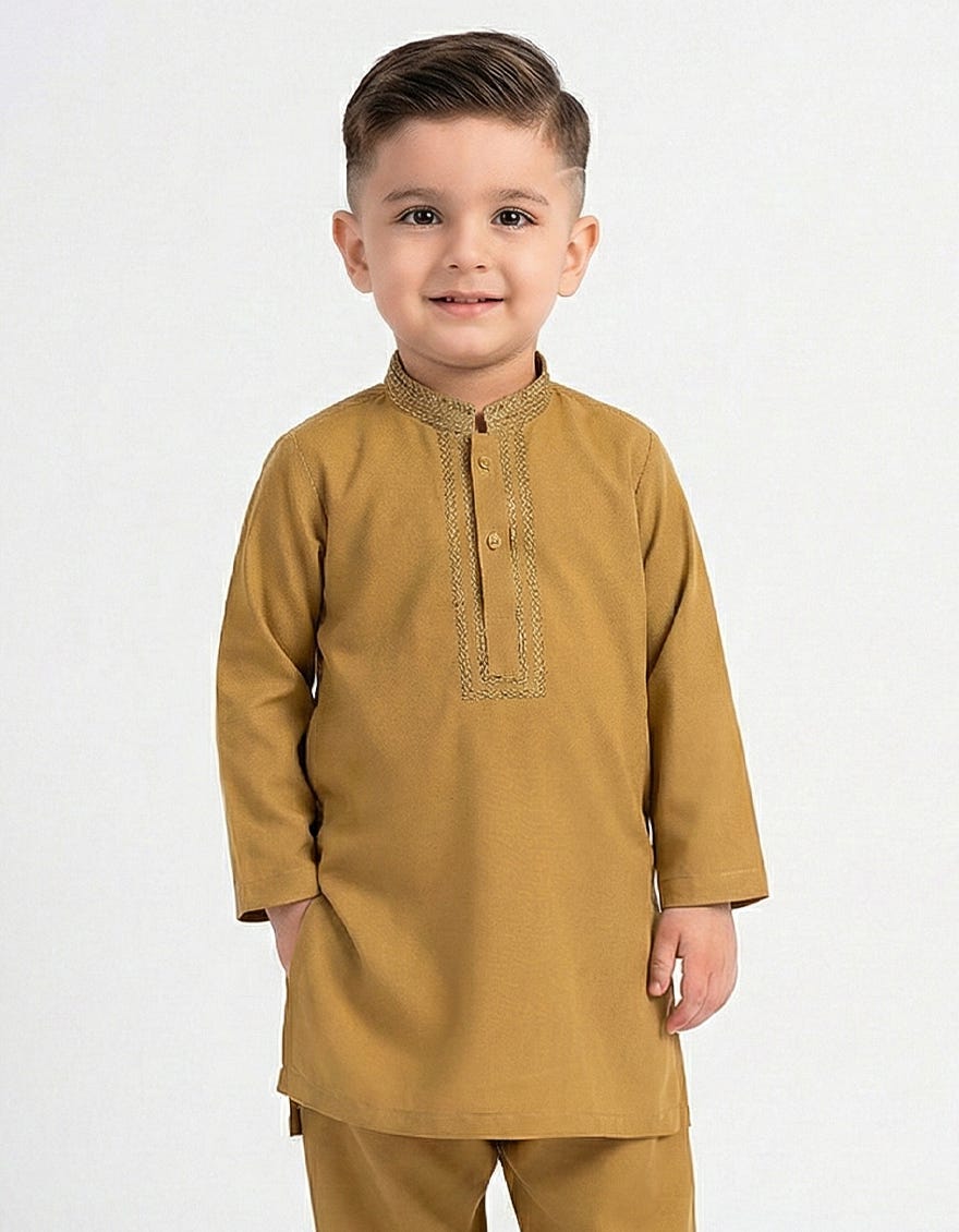 GOLDEN SEMI-FORMAL KAMEEZ SHALWAR
