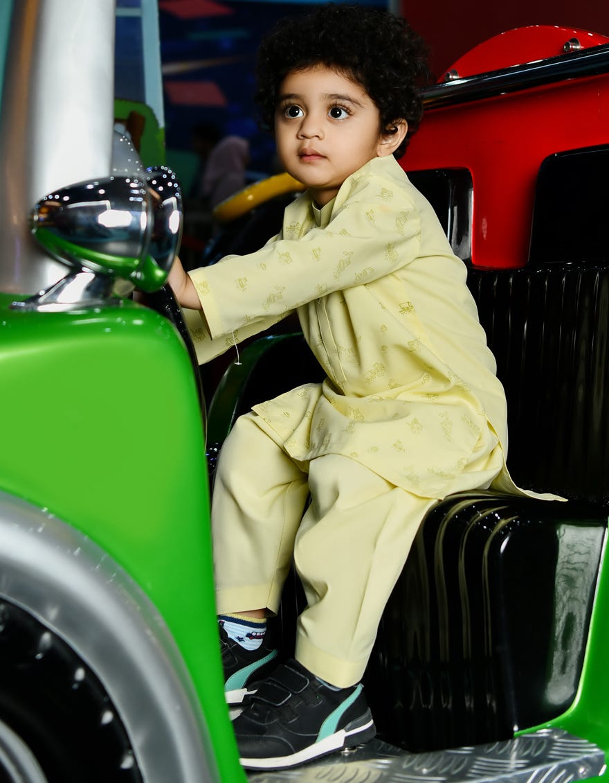 LEMON YELLOW BLENDED KAMEEZ SHALWAR | JJIKS-S-46107