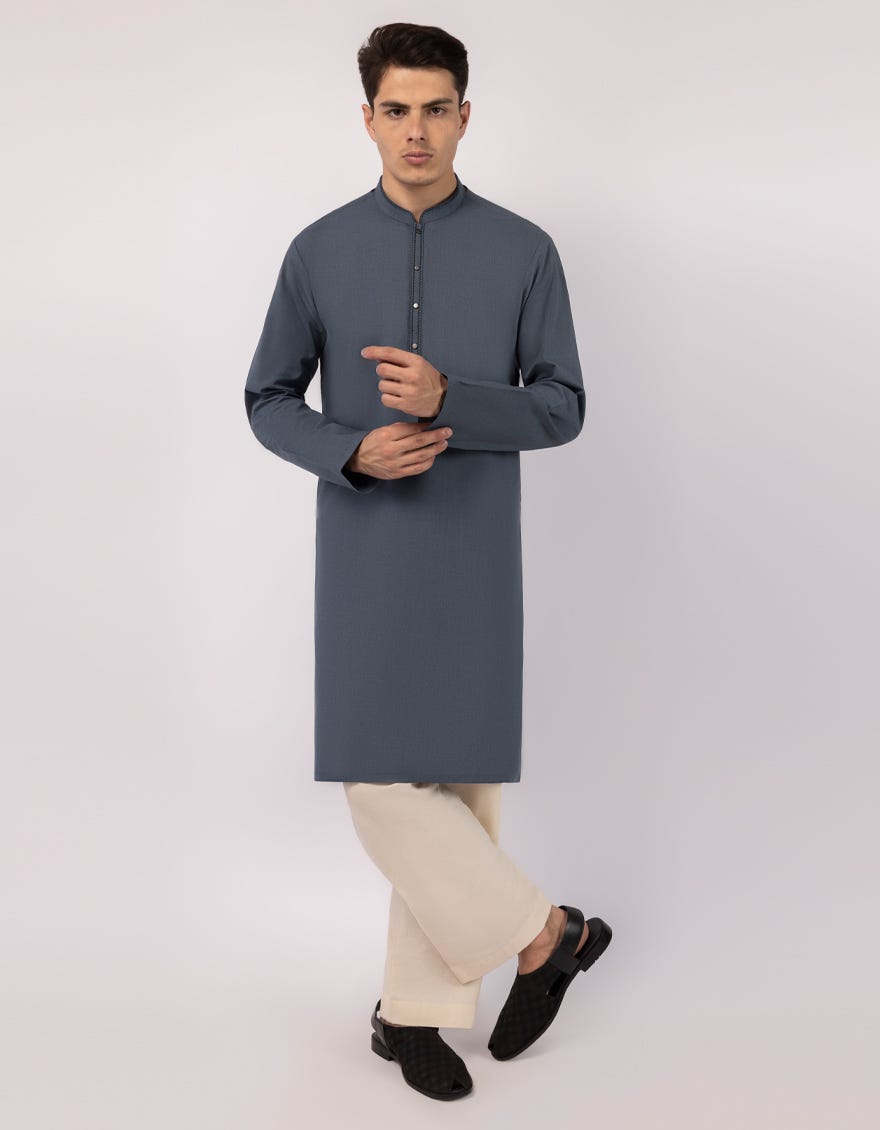 DULL BLUE SEMI-FORMAL KURTA