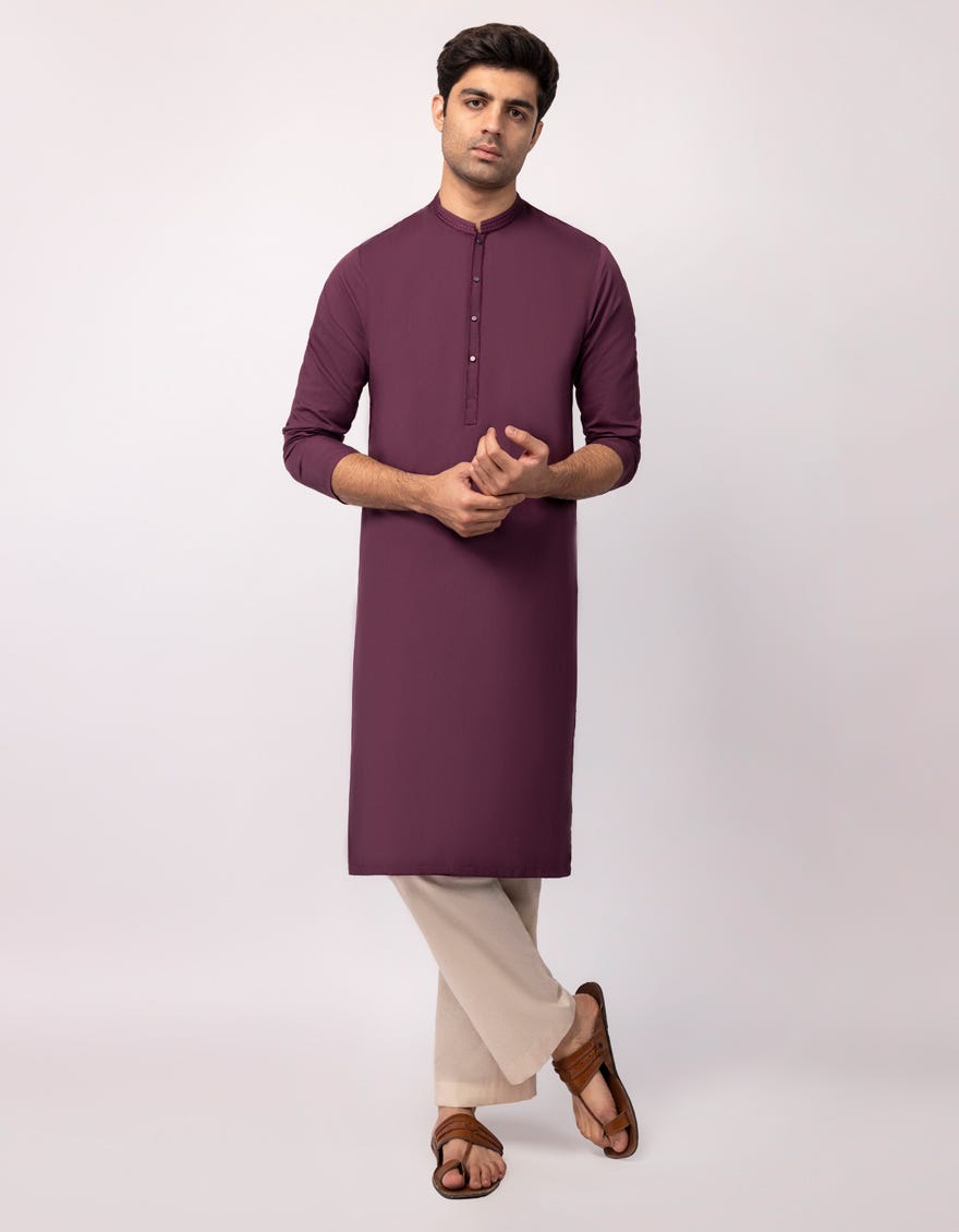 PURPLE BLENDED SEMI-FORMAL KURTA