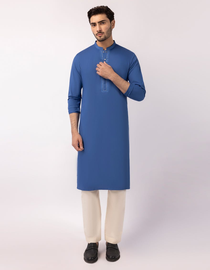 BLUE BLENDED SEMI-FORMAL KURTA