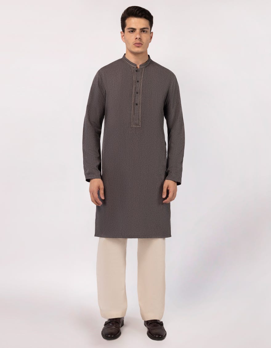 CHARCOAL GREY SEMI-FORMAL KURTA