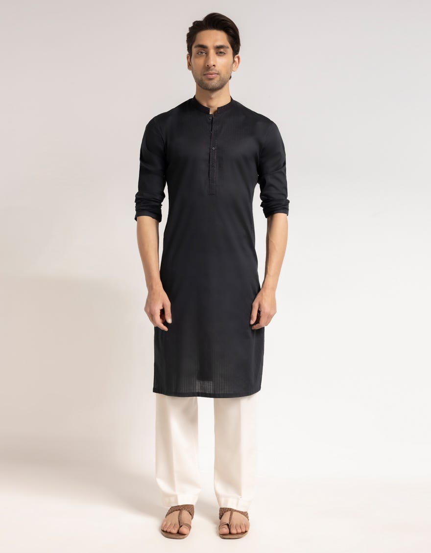 CHARCOAL COTTON SEMI-FORMAL KURTA