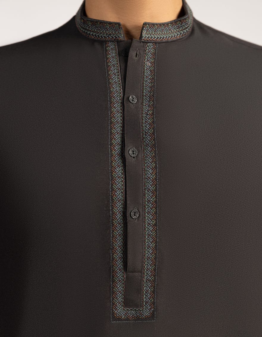 CHARCOAL BLENDED SEMI-FORMAL KURTA