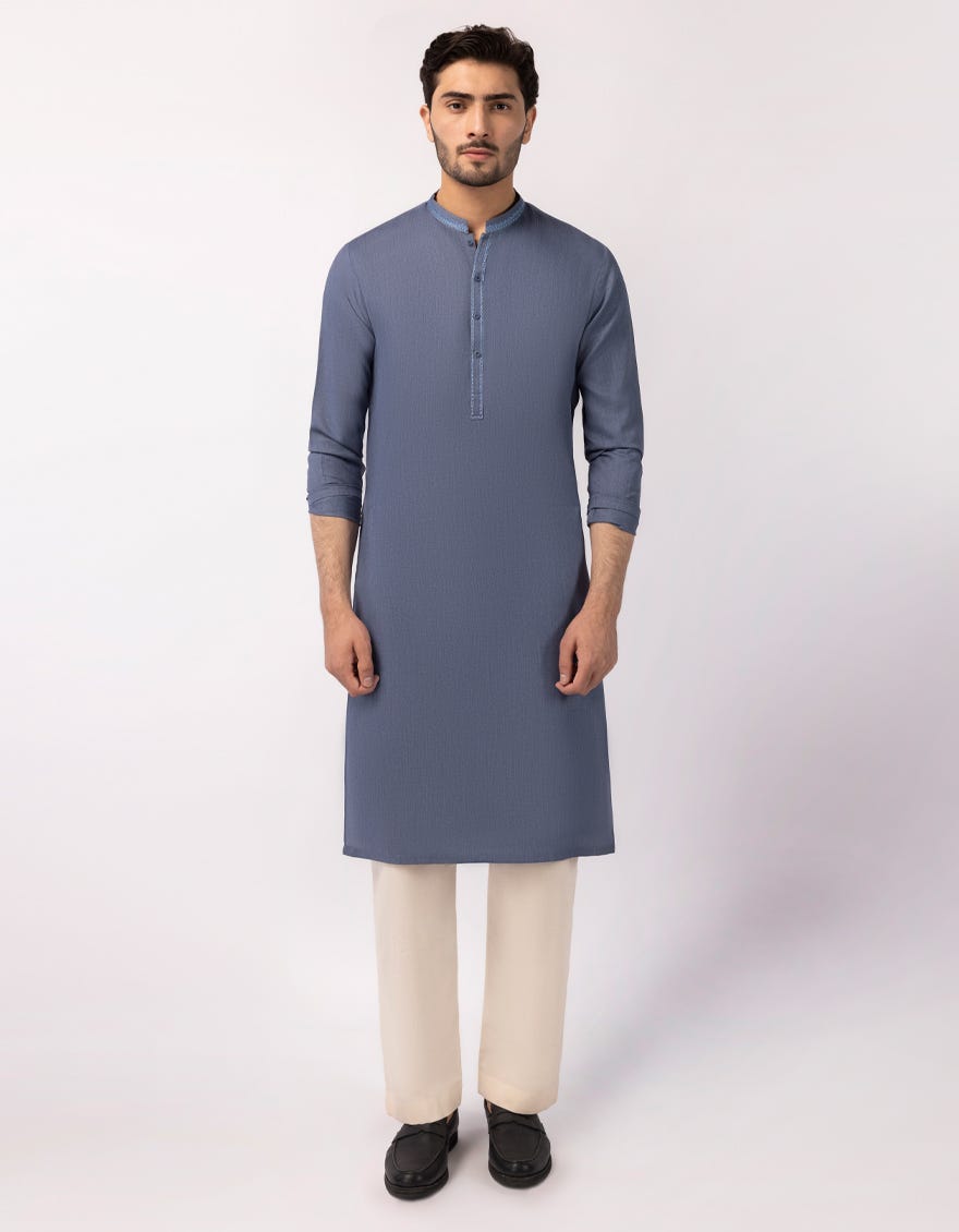 DULL BLUE BLENDED SEMI-FORMAL KURTA