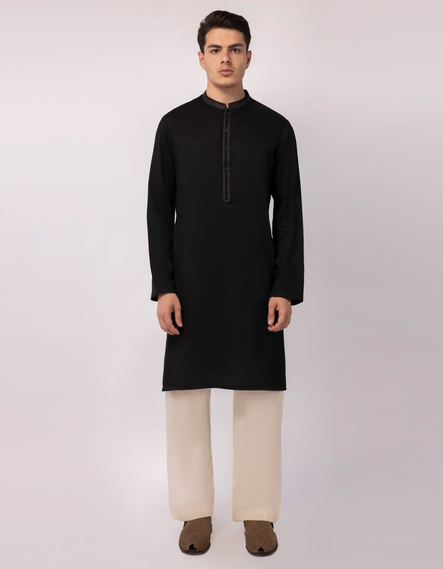 BLACK SEMI-FORMAL KURTA