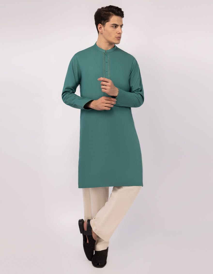 GREEN SEMI-FORMAL KURTA