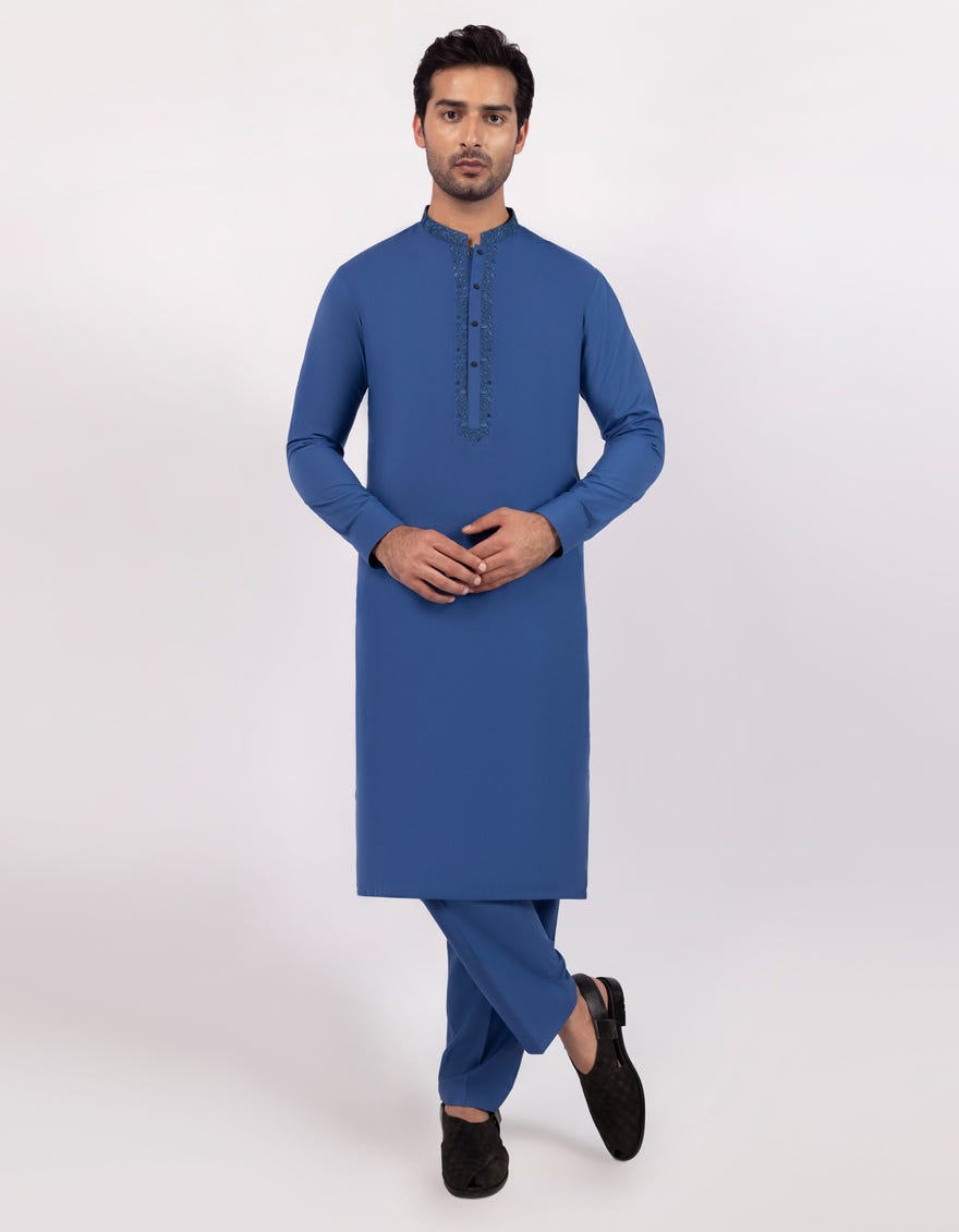 BLUE SEMI-FORMAL KURTA TROUSERS