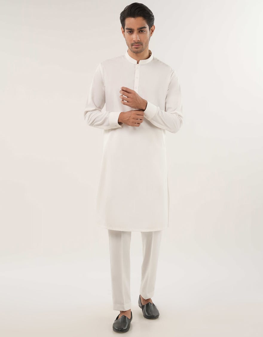 WHITE PLAIN KURTA TROUSER