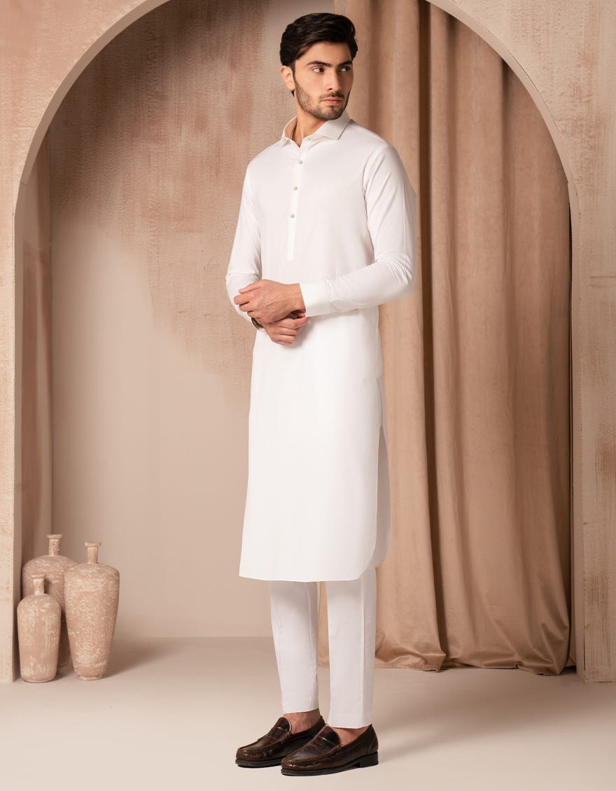 WHITE COTTON KURTA TROUSER