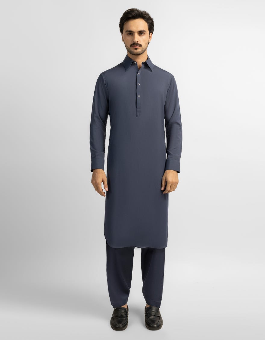 DARK GREY BLENDED CASUAL KAMEEZ SHALWAR