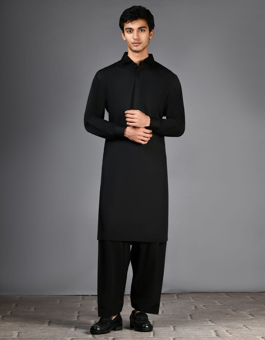 Black Blended Casual Kameez Shalwar