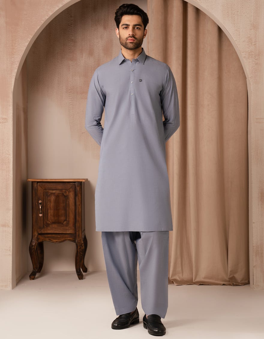 LIGHT BLUE COTTON CASUAL KAMEEZ SHALWAR